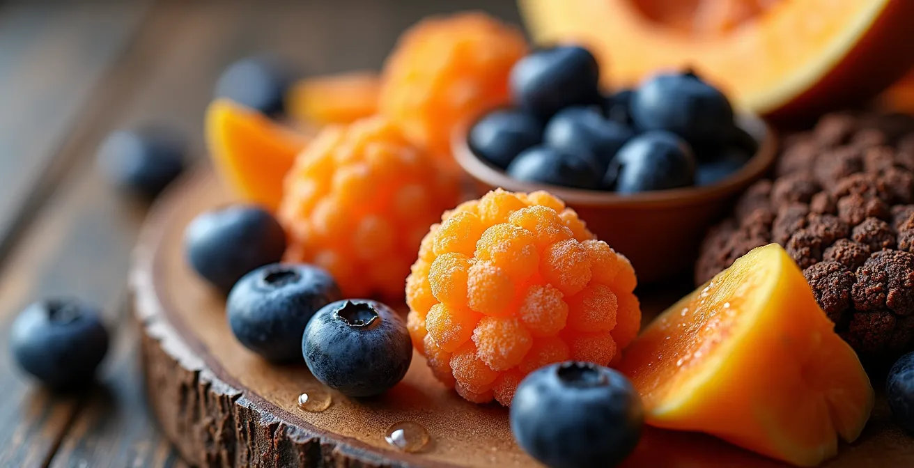 Arrangement d'aliments québécois riches en vitamines pour l'immunité hivernale