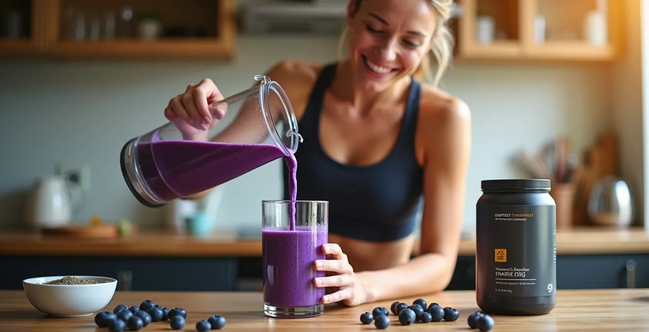 Smoothie protéiné aux bleuets du Lac-Saint-Jean avec graines de chanvre