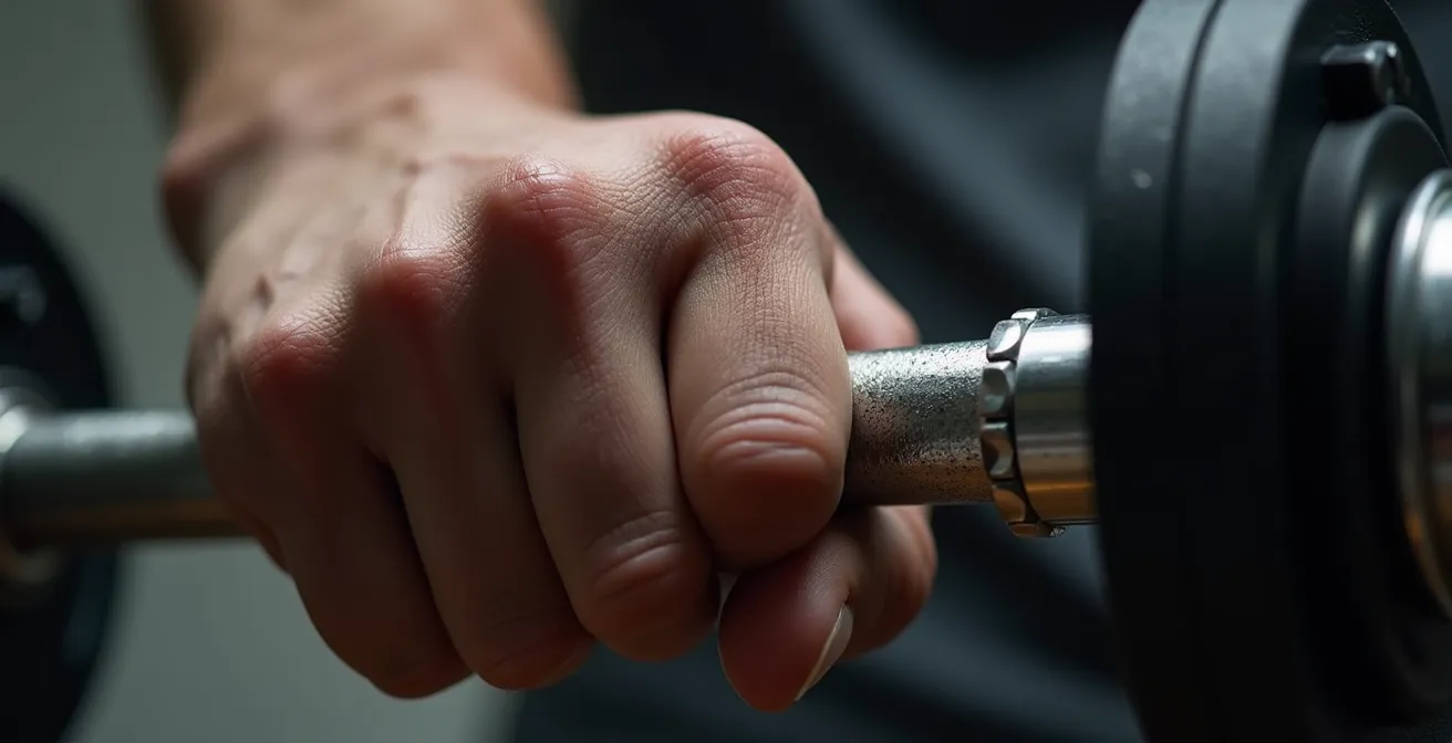 Gros plan sur une main serrant un dynamomètre médical