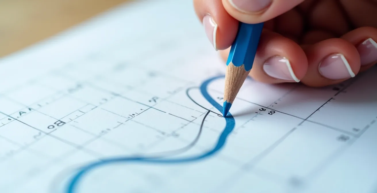 Main de parent traçant une courbe de croissance dans un carnet de santé