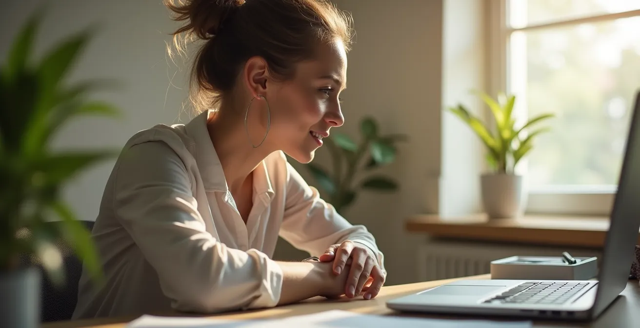 Employé effectuant des mouvements d'étirement subtils à son poste de travail