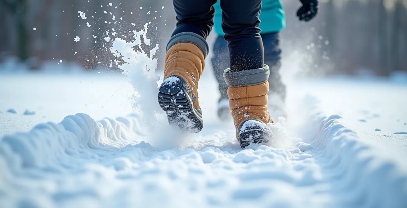 Parents et enfants jouant activement dans la neige au parc